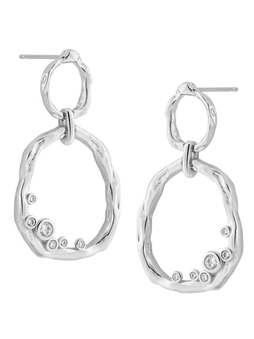 Platinum [with silicone ear plugs] 925 Sterling Silver Geometric Vintage Drop Earring